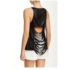 BB Dakota Sleeveless Faux Suede Tank Hadiya Cut-Out Too Black Sz L